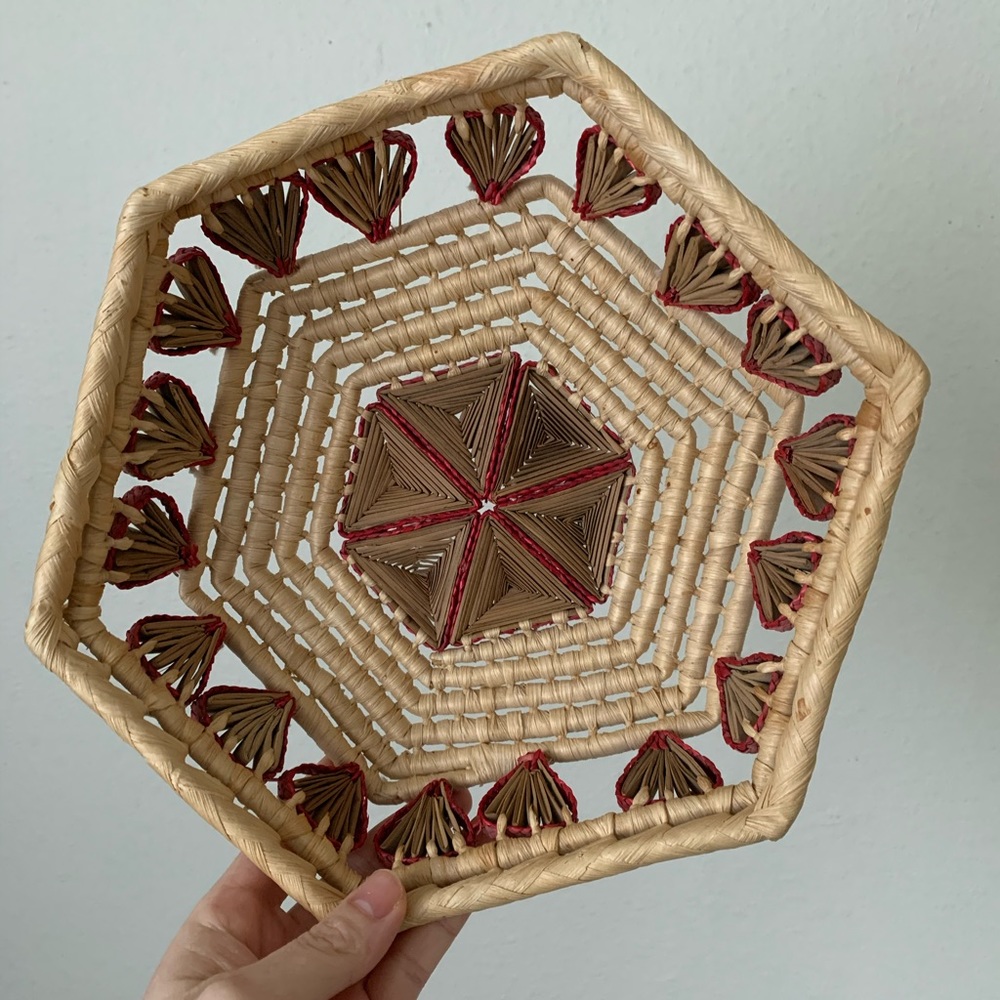 Colorful bohemian hexagon wall basket